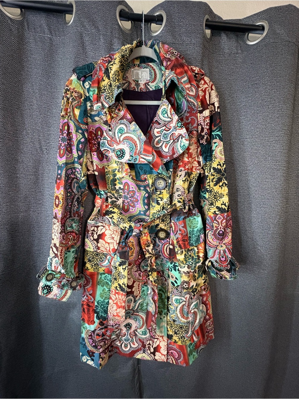 Vintage Women's Alberto Makali Paisley Trench Dress Size 2